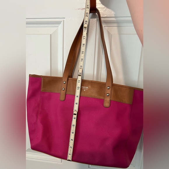 Fossil Women's Sydney Shopper Shoulder Tote Bag Purse Magenta Pink Fuschia EUC! - Picture 15 of 16